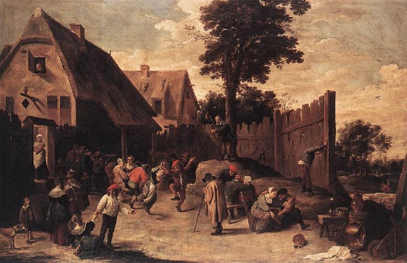 TENIERS, David the Younger Peasants Dancing outside an Inn wt France oil painting art